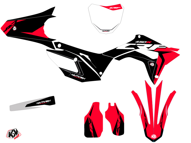 PACK Honda 450 CRF Dirt Bike Halftone Graphic Kit Black Red + Plastics ...