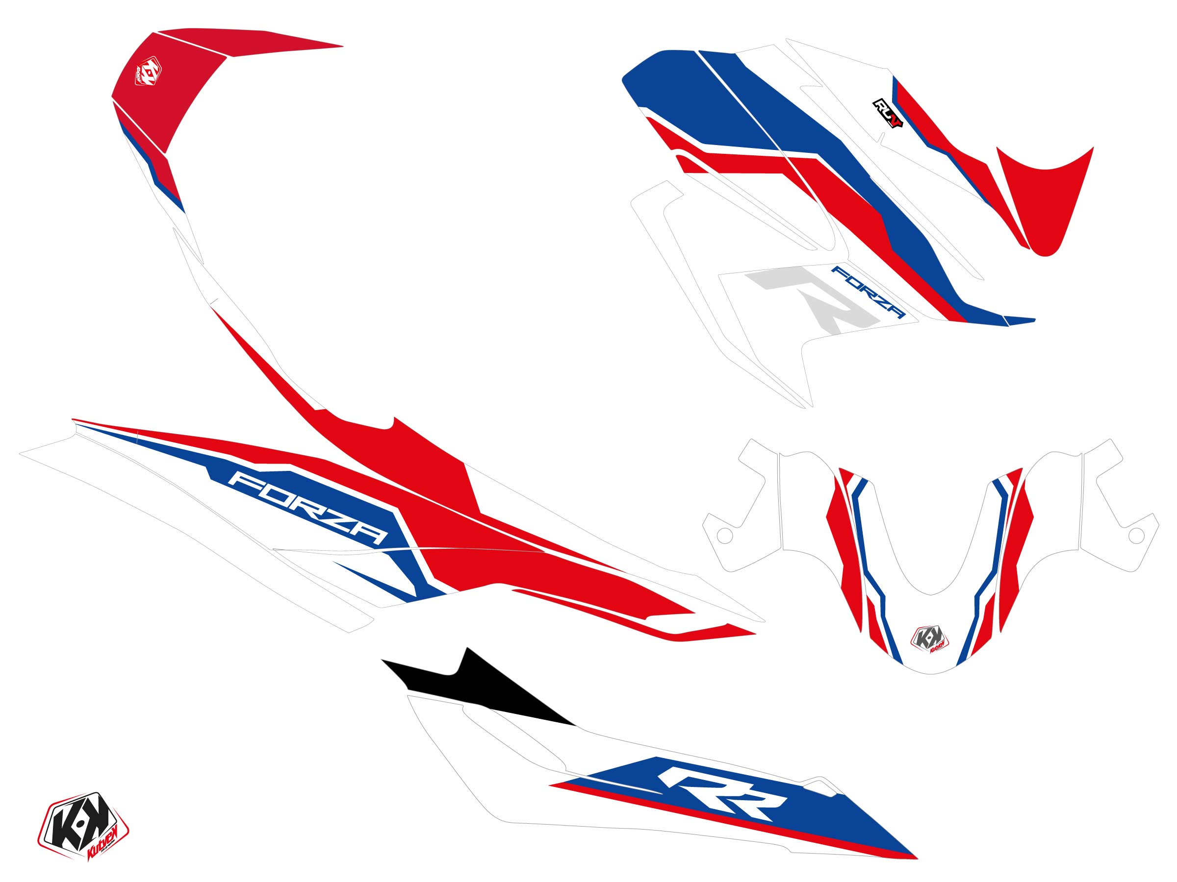 Honda Forza 350 Maxiscooter Run Graphic Kit White